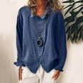 thumbnail image 1 of QLEICOM Womens Casual Tops, Plus Size Summer Shirt, Fashion Elegant Solid Color Cotton And Linen Button Blouse, Long Sleeve Lapel Blouses and Button-Down Shirts for Women Navy 3XL, 1 of 6