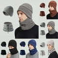 thumbnail image 1 of QLEICOM Womens Hats,Hats for Men,Unisex Solid Color Fleece Set with Adjustable Hat and Detachable Neck Warmer 2-Piece Polar Tec System for Wind Protection Black, 1 of 4