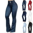 thumbnail image 1 of QLEICOM Womens Jeans,Jeans for Women Trendy,Women High Rise Bootcut Jeans with Functional Front Pockets and Classic Button for Fashion Look Denim Pants for Women Feature Subtle Flare for Easy Styling, 1 of 7