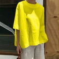 thumbnail image 1 of QLEICOM Womens Plus Size Summer Tops, Casual Loose Tops, Fashion Soild Cotton And Linen Patchwork T Shirts, O-Neck Short Sleeve Fitting Tops Cardigan Blouse Yellow XXL, 1 of 4
