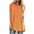 thumbnail image 1 of QLEICOM Womens Plus Size Tops Gradient Color Short Sleeve Summer T-Shirts Curved Hem Casual Fashion Shirts Orange XXL, US Size:12, 1 of 3