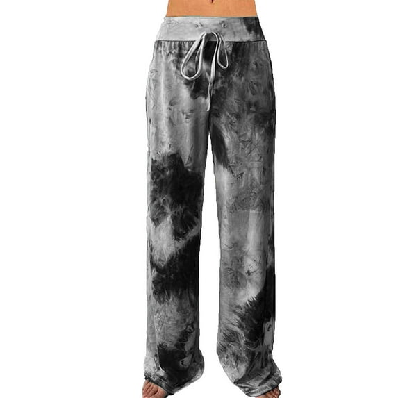 QLEICOM Womens Slacks Women's Wrinkle Free Relaxed Fit Straight Leg Pants Fashion Print Lightweight And Breathab Loose Trouser Wide Leg Pants Wide Leg Pants Relaxed Fit Trousers Gray XL