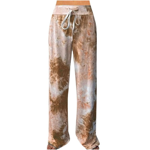 QLEICOM Womens Slacks Women's Wrinkle Free Relaxed Fit Straight Leg Pants Fashion Print Lightweight And Breathab Loose Trouser Wide Leg Pants Wide Leg Pants Relaxed Fit Trousers Khaki XXL