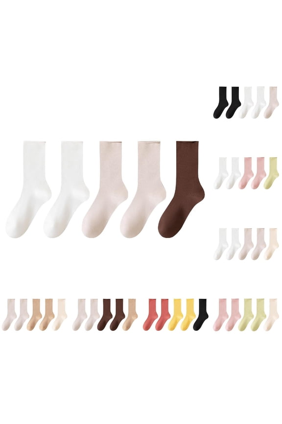 Womens Socks,Socks for Women,Women's Mid-Crew Socks Solid Colors with Breathable for All-Day Comfortable Versatile Ankle Socks Provide Lightweight Warmth for Casual Everyday Wear Multicolor