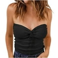 thumbnail image 1 of QLEICOM Womens Strapless Crop Top Sexy Sweetheart Neck Ribbed Knit Twisted Knot Front Sleeveless Tanks Top Basic Tank Vest Black M, US Size:6, 1 of 6