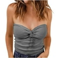 thumbnail image 1 of QLEICOM Womens Strapless Crop Top Sexy Sweetheart Neck Ribbed Knit Twisted Knot Front Sleeveless Tanks Top Basic Tank Vest Gray M, US Size:6, 1 of 6