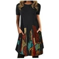 thumbnail image 1 of QLEICOM Womens Summer Floral Print Short Sleeve Sundress T-Shirt Dress Casual Loose Dress with Pocket Multicolor XXL, US Size:12, 1 of 4