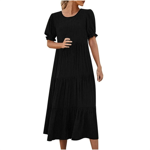 QLEICOM Womens Summer Short Sleeve Maxi Dress Causal Floral Print V-Neck Dress Short Sleeve Button Floral A-Line Dress with Pockets Knee Length Vintage Dress Beach Dress Purple XL