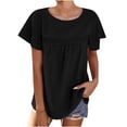 thumbnail image 1 of QLEICOM Womens Summer Tops Oversized T-shirts Round Neck Short Ruffle Sleeve Solid Color Casual Loose Tunic Tank Tops Women Shirts Blouses Black XL, 1 of 6