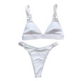 thumbnail image 1 of QLEICOM Womens Swimsuits Tummy Control Plus Size Swimsuit Coverup Bikini Solid Set Swimsuit Two Piece Filled Bra Swimwear Beachwear White S, 1 of 6
