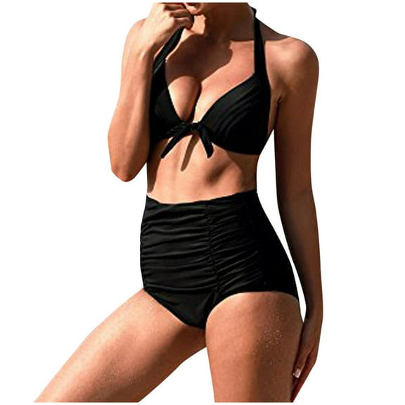 QLEICOM Womens Swimsuits Tummy Control Plus Size Swimsuit Coverup Fashion Bikini Set Swimsuit Two Piece Filled Swimwear Hard Pack Steel Support Beachwear Sky Blue XL