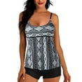 thumbnail image 1 of QLEICOM Womens Swimsuits Tummy Control Plus Size Swimsuit Coverup Swimsuits For Two Piece Bathing Suits Floral Print Tank Tops With Boyshorts Tummy Control Swimming Suits Black XXL, 1 of 6