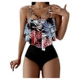 thumbnail image 1 of QLEICOM Womens Swimsuits Tummy Control Plus Size Swimsuit Coverup Leaf Print Tankini High Waisted Swimsuit Red L, 1 of 7