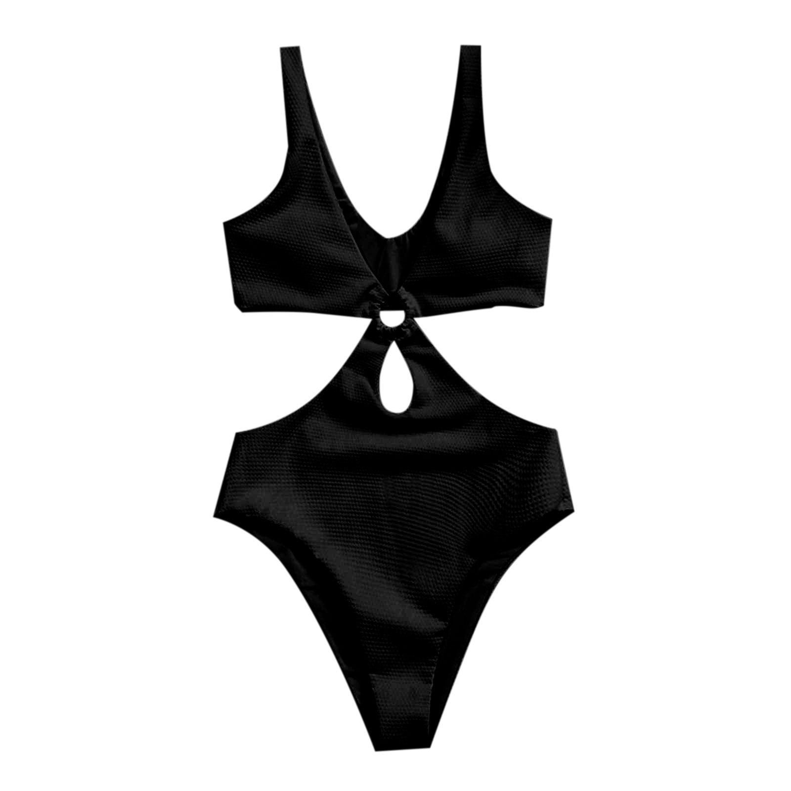 Solid Color Double Shoulder Cover Belly Siamese Plus Size Bikini Triangle Swimsuit Women