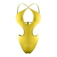 thumbnail image 1 of QLEICOM Womens Swimsuits Tummy Control Plus Size Swimsuit Coverup Summer Fashion Solid Hollow Tank Top One-Piece Bikini Swimsuit Swimwear Yellow XXL, 1 of 4