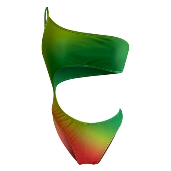 QLEICOM Womens Swimsuits Tummy Control Plus Size Swimsuit Coverup Summer Fashion Solid Tie-Dye Hollow Tank Top One-Piece Bikini Swimsuit Swimwear Green S