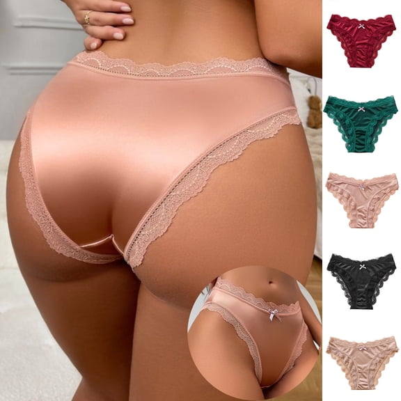 QLEICOM Womens Underwear,Panties for Women,Low Rise Seamless Panties with Lace and Cotton Lined Gusset Soft Stretch Fabric Delicate for Invisible Wear and Sensitive Skin Comfortable Green