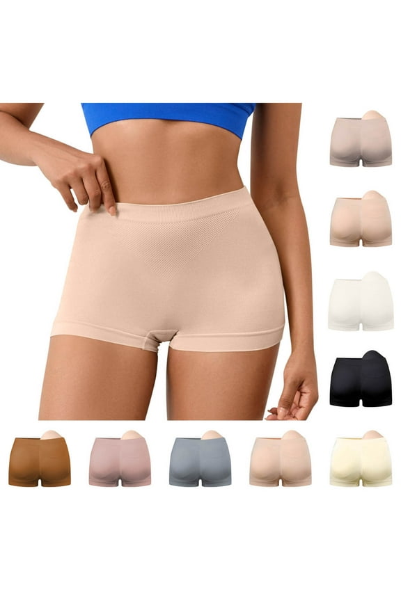 Womens Underwear,Panties for Women,Solid Color Booty Enhancement Shorts Removable Butt Pads for Lifting and Shaping High Waist Tummy Control for Curvy Silhouette Gray