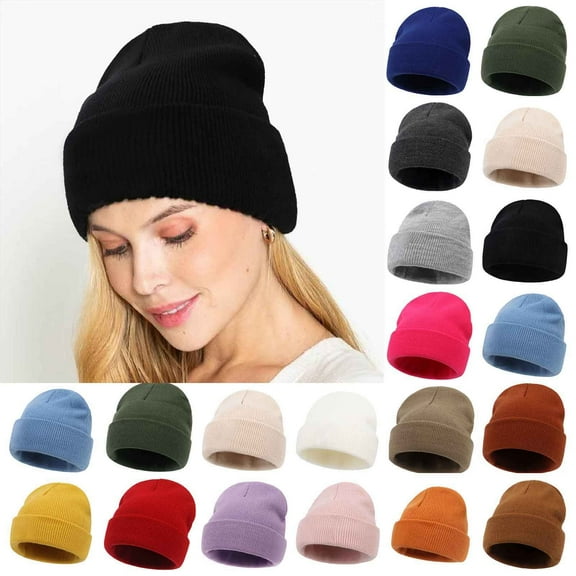 QLEICOM Womens Winter Hat,Beanie for Women,Women's Solid Color Knit Beanie with Fashion and Comfortable Fits Versatile Winter Hat for Cold Weather Style and Warmth Coffee