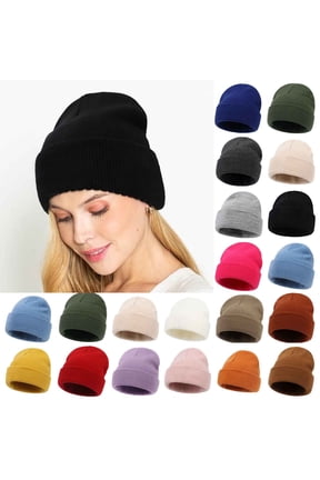 Womens Winter Hat,Beanie for Women,Women's Solid Color Knit Beanie with Fashion and Comfortable Fits Versatile Winter Hat for Cold Weather Style and Warmth Gray