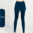 thumbnail image 1 of QLEICOM Womens Yoga Pants Capri Leggings Fake Two-piece High-waist Elastic Hip-lifting Running Yoga Leggings Pants Tight-fitting Sports Trousers Workout Leggings Tummy Control Leggings Blue S, 1 of 5