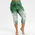 thumbnail image 1 of QLEICOM Womens Yoga Pants Capri Leggings Fashion Plus Size Lace Printing Splice Elastic Waist Casual Pants Workout Leggings Athletic Pants Tummy Control Leggings Green XXL, 1 of 6