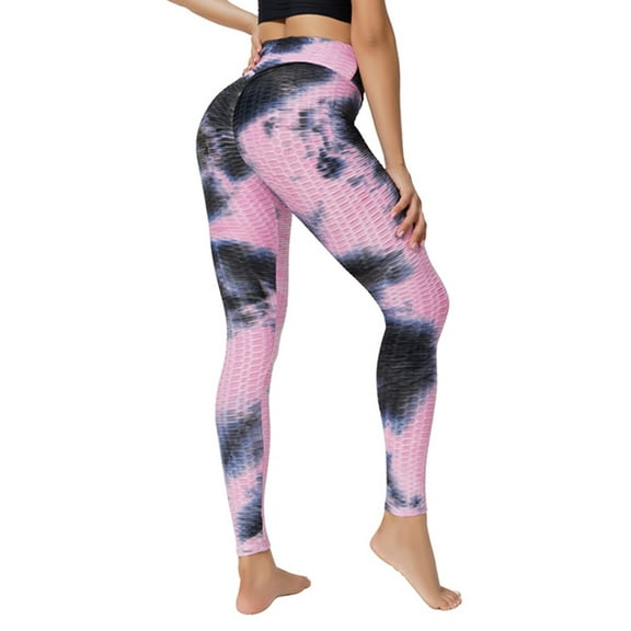 QLEICOM Womens Yoga Pants Capri Leggings Fashion Stretch Yoga Fitness Yoga Leggings Running Gym Trousers Active Pants Workout Leggings Athletic Pants Tummy Control Leggings Pink XL