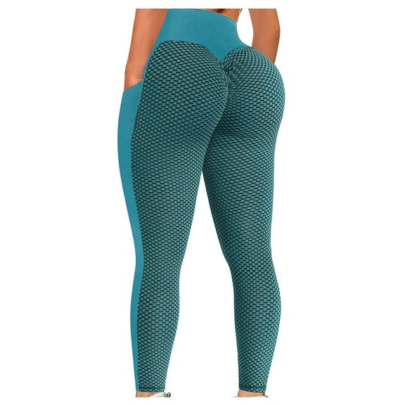 QLEICOM Womens Yoga Pants Capri Leggings High Waist Tummy Control Slimming Booty Running Butt Lift Tights With Pockets Workout Leggings Athletic Pants Tummy Control Leggings Green S