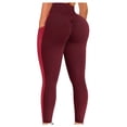 thumbnail image 1 of QLEICOM Womens Yoga Pants Capri Leggings High Waist Tummy Control Slimming Booty Running Butt Lift Tights With Pockets Workout Leggings Athletic Pants Tummy Control Leggings Wine L, 1 of 5