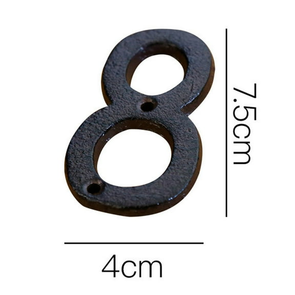 QLFSCXG 3 Inch House Number Cast Iron Metal Number, Vintage Solid Metal Mailbox Number, Black Home Number 8