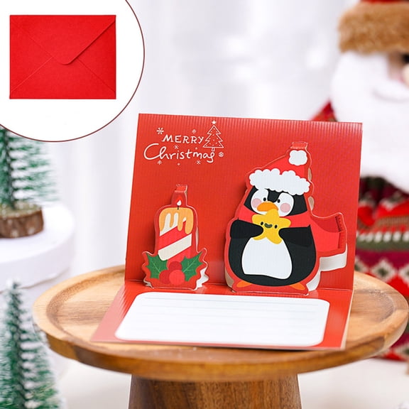 QLFSCXG 3D Three Dimensionals Greeting Card Creative Christmas Message Card Holiday Greeting Card Christmas Decor