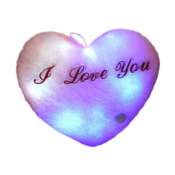 QLFSCXG Home Decor Glowing Heart Shaped Plush Pillow Cushion Changing Glowing Pillow Plush Doll LED Light Toys