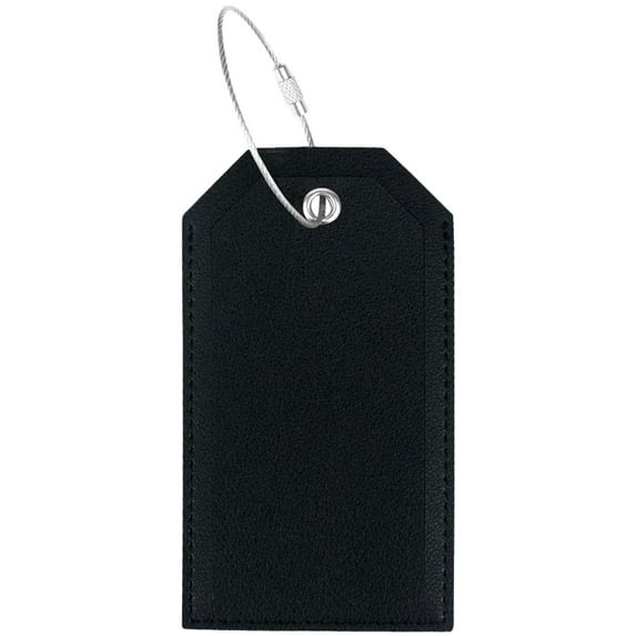 QLFSCXG Pu Leather Business Card Holder Luggage Tags Bag Baggage Tag Travel Identifier Suitcase Labels Black