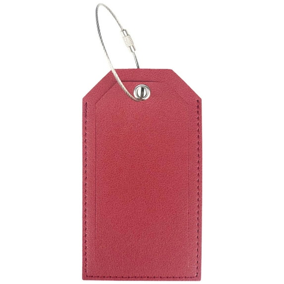 QLFSCXG Pu Leather Business Card Holder Luggage Tags Bag Baggage Tag Travel Identifier Suitcase Labels Red