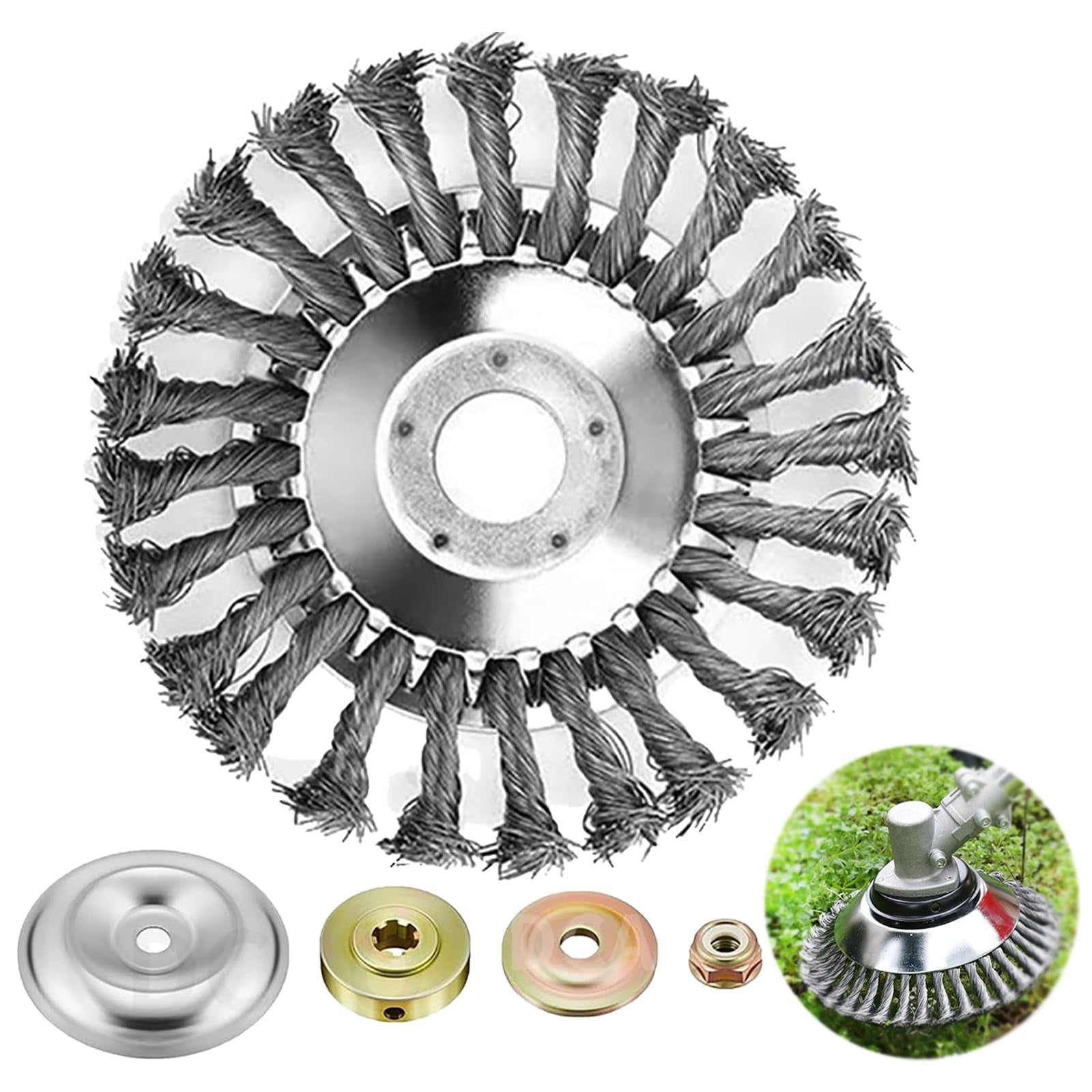 QLFSCXG Rotary Weed Brush, Steel Wire Brush Cutter Trimmer Head Set 6
