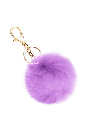 Soft Artificial Rabbit Fur Keychain Plush Ball Key Ring Cute Pom Charm For Women Girls Black