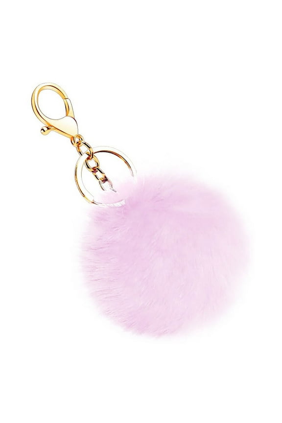 Clearance Sale! Soft Artificial Rabbit Fur Keychain Metal Pendant Plush Ball Key Ring Cute Pom Pom Bag Charm for Women Girls Christmas Gift Light Pink