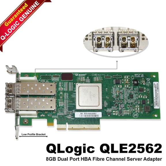 Pre-Owned QLOGIC Dual Port HBA 8Gbps Fibre Channel Server AdapterQLE2562
