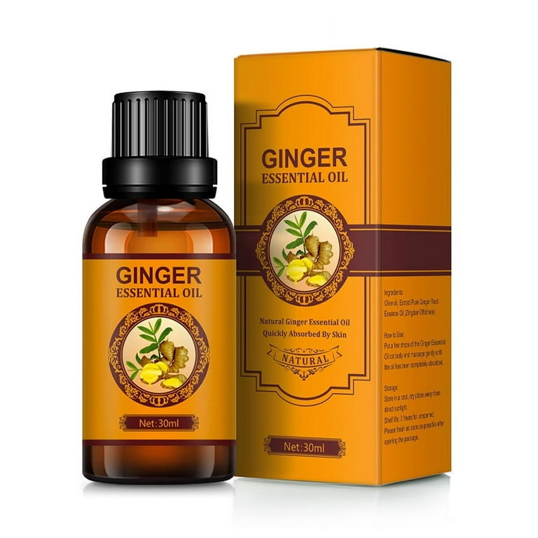 QLOUNI 100% PURE Drainage Ginger Oil, Essential Oils, Ginger Massage  Oil,Healthy Drainage Ginger Oil, SPA Massage Oils, weight loose,1PCS, 30ML