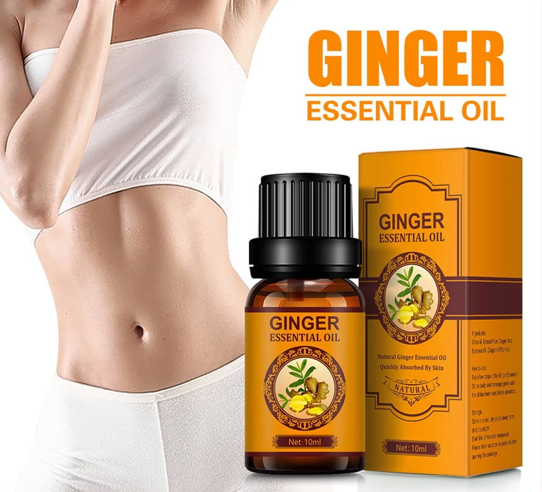 QLOUNI Ginger Essential Oil, Belly Drainage Ginger Oil, Lymphatic