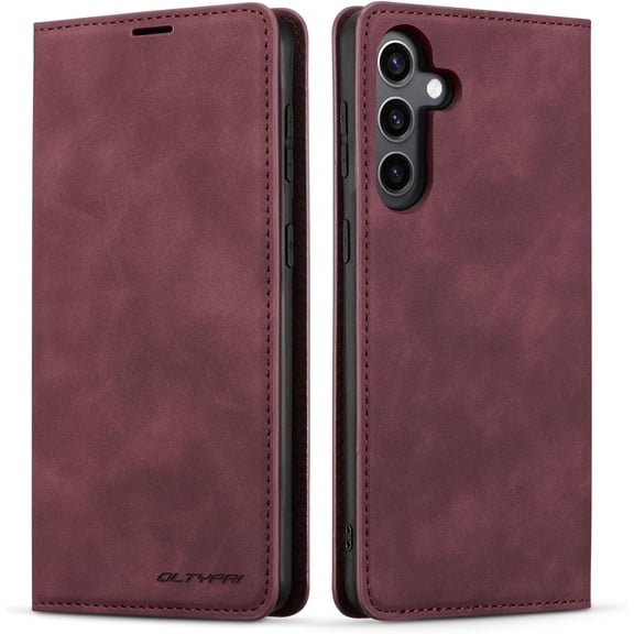 QLTYPRI Case for Samsung Galaxy A16 4G/5G, Premium PU Leather Cover TPU Bumper with Card Holder Kickstand Hidden - Wine Red