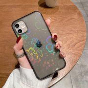 QLTYPRI Compatible with iPhone 7 Plus iPhone 8 Plus Case Gradient Laser Flower Pattern Clear Case for Women Girls Soft Slim Silicone Shockproof TPU Protective Cover for iPhone 7 Plus/8 Plus  Black