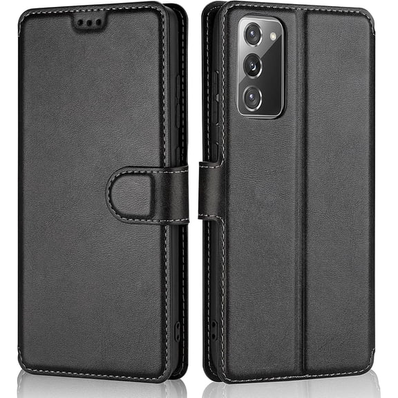QLTYPRI for Samsung Galaxy A51 Case Premium PU Leather Simple Wallet Case [Card Slots] [Hands-Free Kickstand] [Magnetic Closure] Shockproof Flip Cover for Galaxy A51 - Black