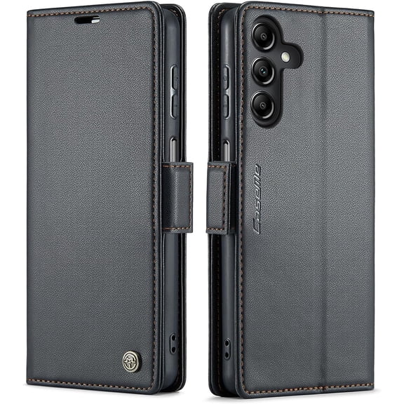 QLTYPRI Wallet Case for Samsung Galaxy A14 4G/5G, Premium PU Leather Magnetic Flip Folio Case with RFID Blocking Credit Card Slots Kickstand Shockproof Protective Phone Case Cover - Black