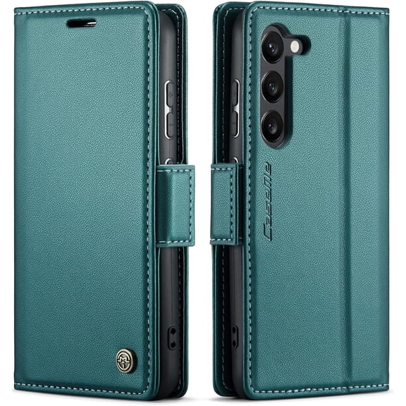 QLTYPRI Wallet Case for Samsung Galaxy S23, Premium PU Leather Magnetic Flip Folio Case with RFID Blocking Credit Card Slots Kickstand Shockproof Protective Phone Case Cover - Green