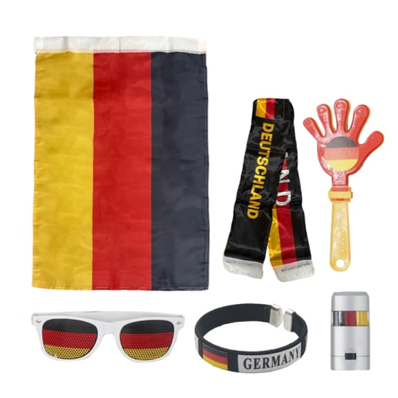 QLUEWX 6PC 2026 Soccer Cup Merchandise Soccer Fan Decorations Kit, Includes Flags, Glasses, Face Paint, Wristbands, Clappers & Scarves for Men Women, Germany Soccer Fans for Game Day Parties