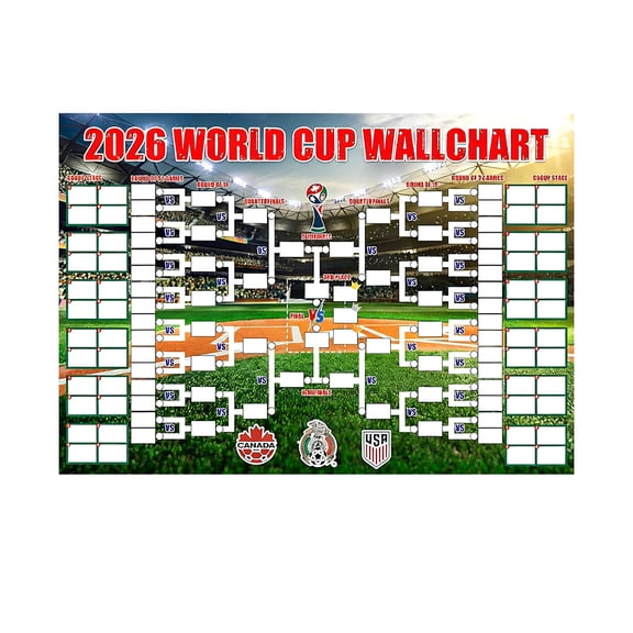 QLUEWX 2026 World Soccer Match Schedule Poster, 35.4" Soccer Poster Wall Art, Group Stage Information Table Poster Wall Chart, Soccer Party Decorations for Football Fans, Home, Office & Bar