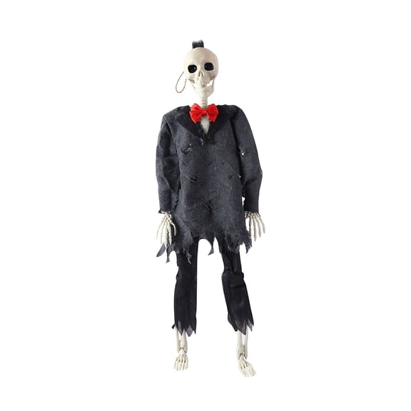 QLUEWX 25.5 Inch Posable Dressed Skeleton Ornament, 3 Styles Vampire Groom Bride Skeleton, Hanging Tabletop Halloween Yard Haunted House Decor