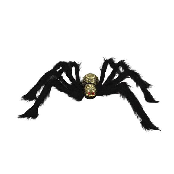 QLUEWX 29.5" Giant Spider Halloween Decorations, Gold Scary Realistic Large Spider Halloween Party Decorations, Artificial Hairy Spider Props Home Decor, Halloween Haunted House Party Prank Decor