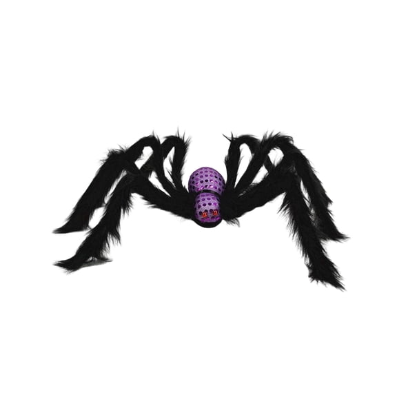 QLUEWX 29.5" Giant Spider Halloween Decorations, Purple Scary Realistic Large Spider Halloween Party Decorations, Artificial Hairy Spider Props Home Decor, Halloween Haunted House Party Prank Decor
